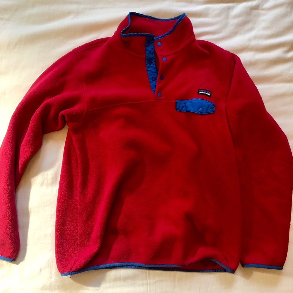 Patagonia Red and Blue Synchilla Pullover
